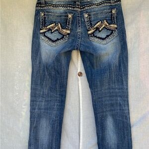 Miss Me Blue Skinny Jeans with Embellished Pockets